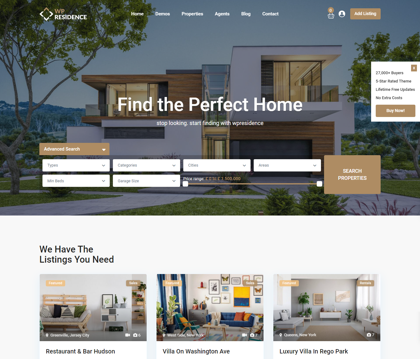 Residence – Real Estate WordPress Business Website